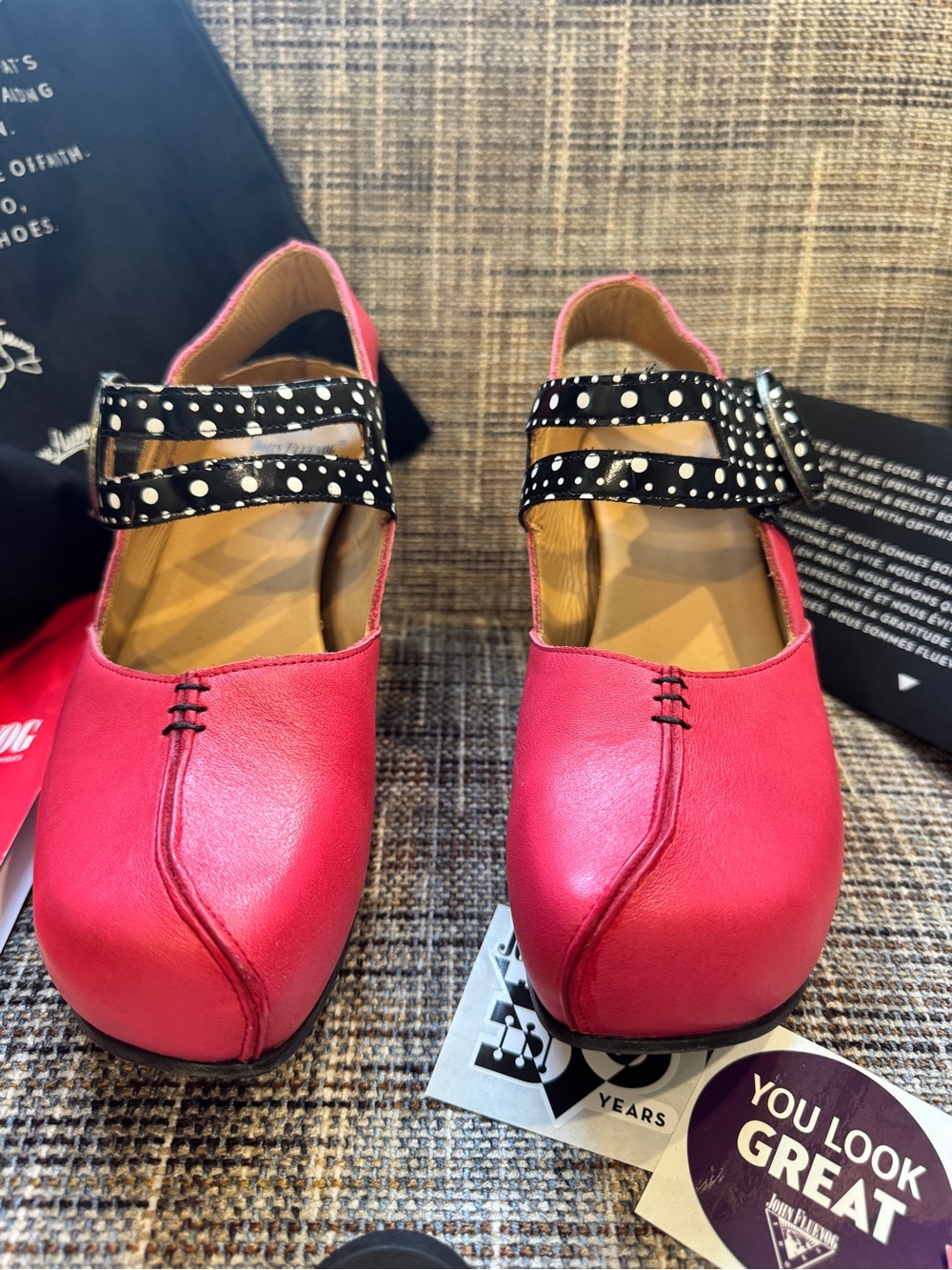 John Fluevog Berry & Dots Platform Mary Jane Heels - Picture 2 of 5